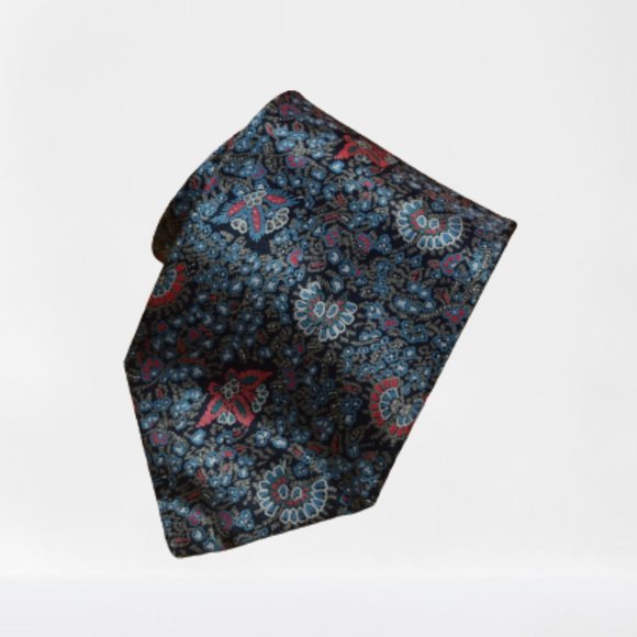 $450 BRIONI Rare Handmade Satin paisley Navy Blue Silk Tie / Pocket Square Set - Picture 4 of 16